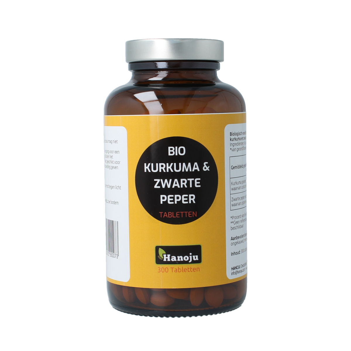 Hanoju Kurkumapoeder + piperine 500mg bio 300.00 Tabletten