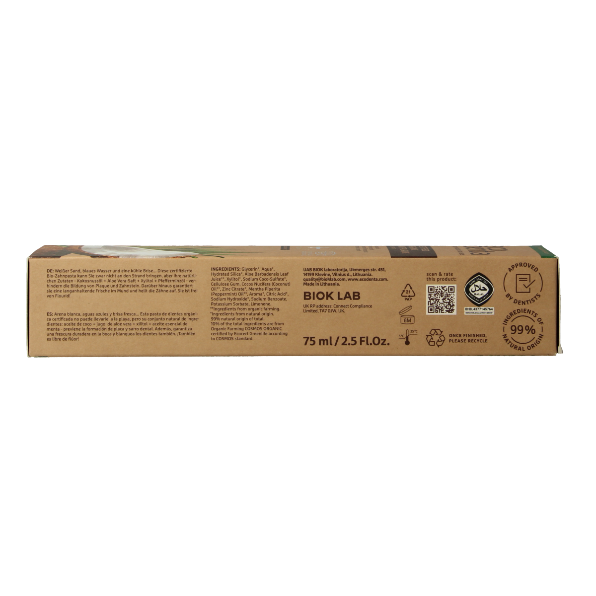 Ecodenta Tandpasta organic anti tandplak 75.00 Milliliter