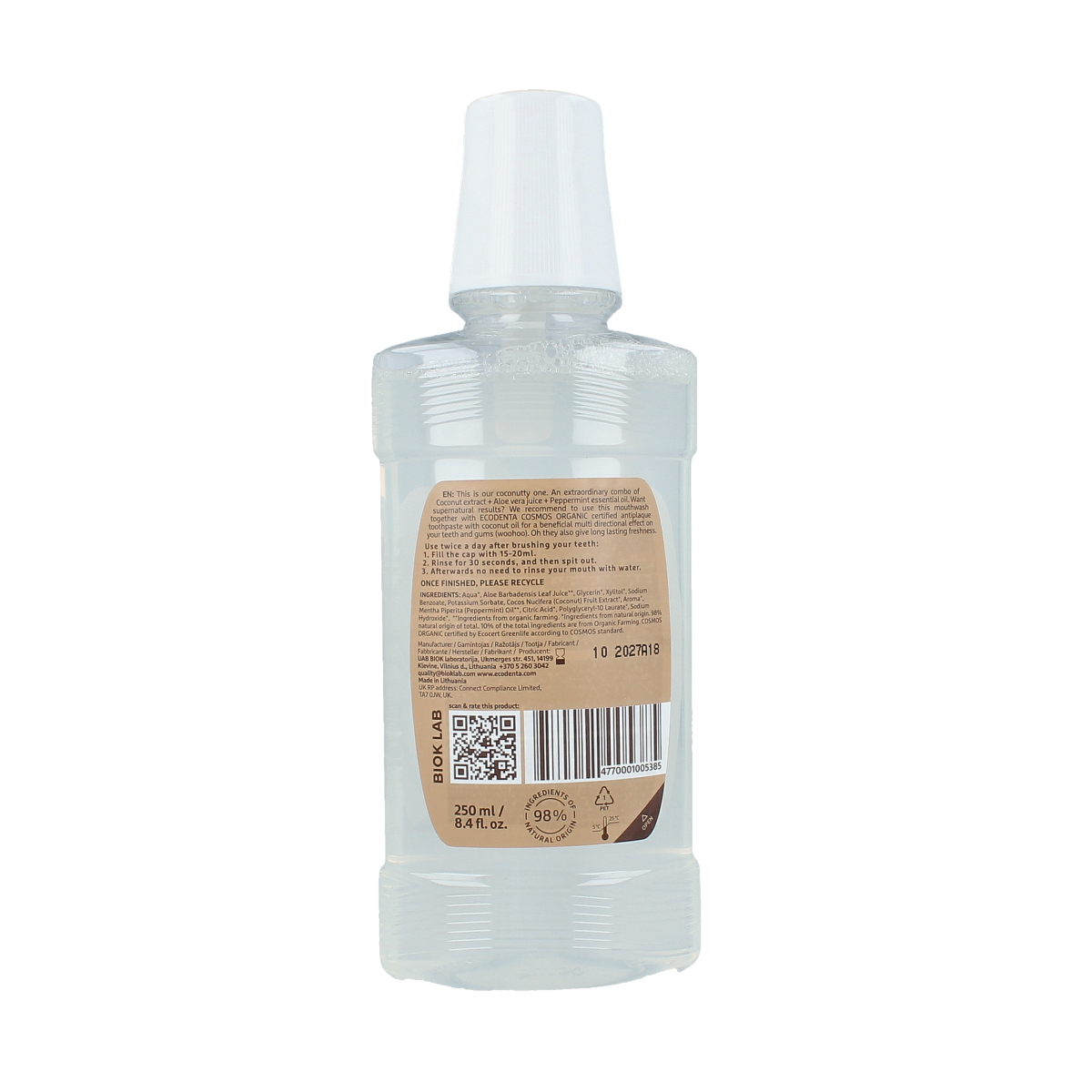 Ecodenta Mondwater munt kokos bio 250.00 Milliliter