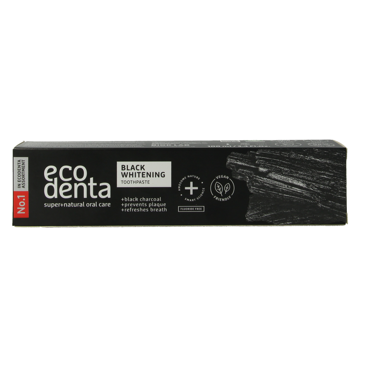 Ecodenta Tandpasta whitening houtskool extra black 100.00 Milliliter