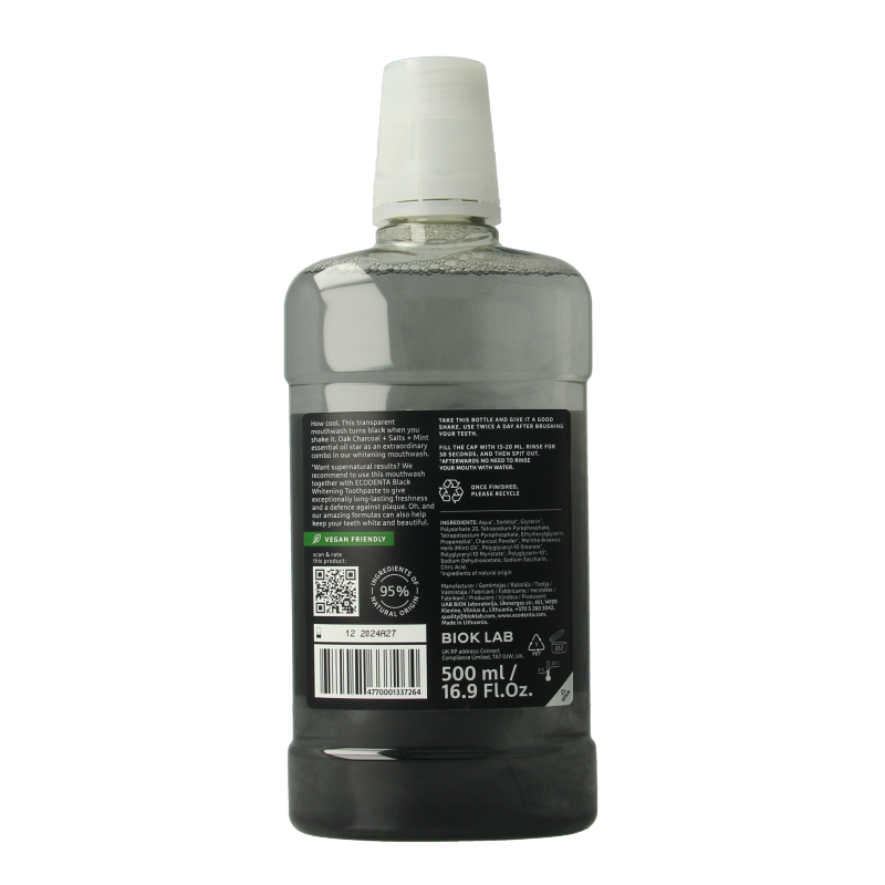 Ecodenta Mondwater whitening 500 Milliliter
