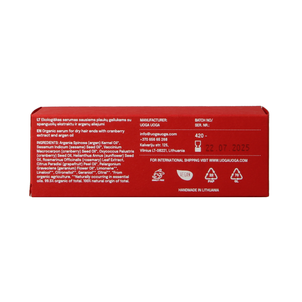 Uoga Uoga Hair serum intense vegan 15.00 Milliliter
