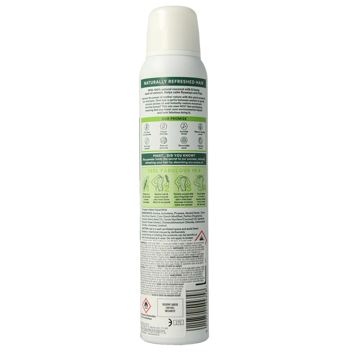 Batiste Droogshampoo coconut milk & hemp seed oil 200.00 Milliliter