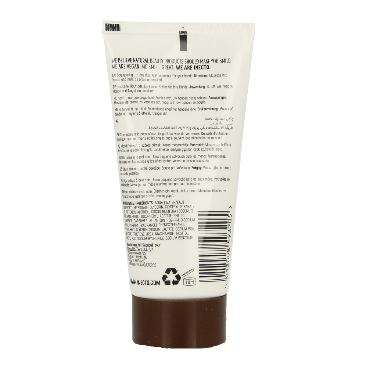 Inecto Naturals Coconut hand & nagelcreme 75.00 Milliliter