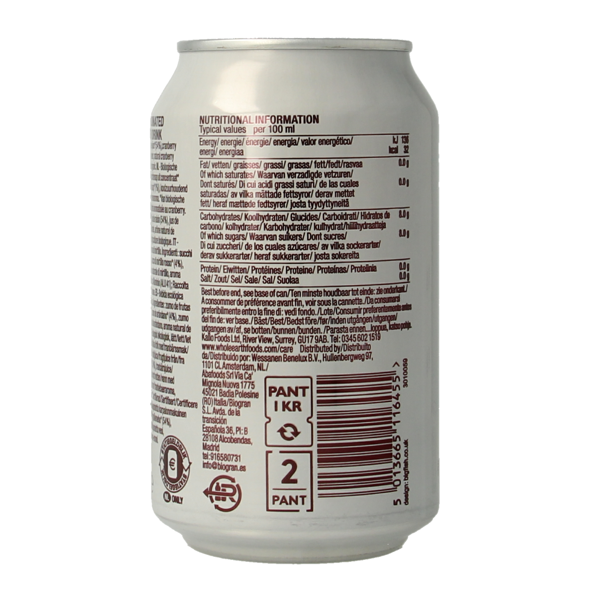 Whole Earth Sparkling cranberry bio 330.00 Milliliter