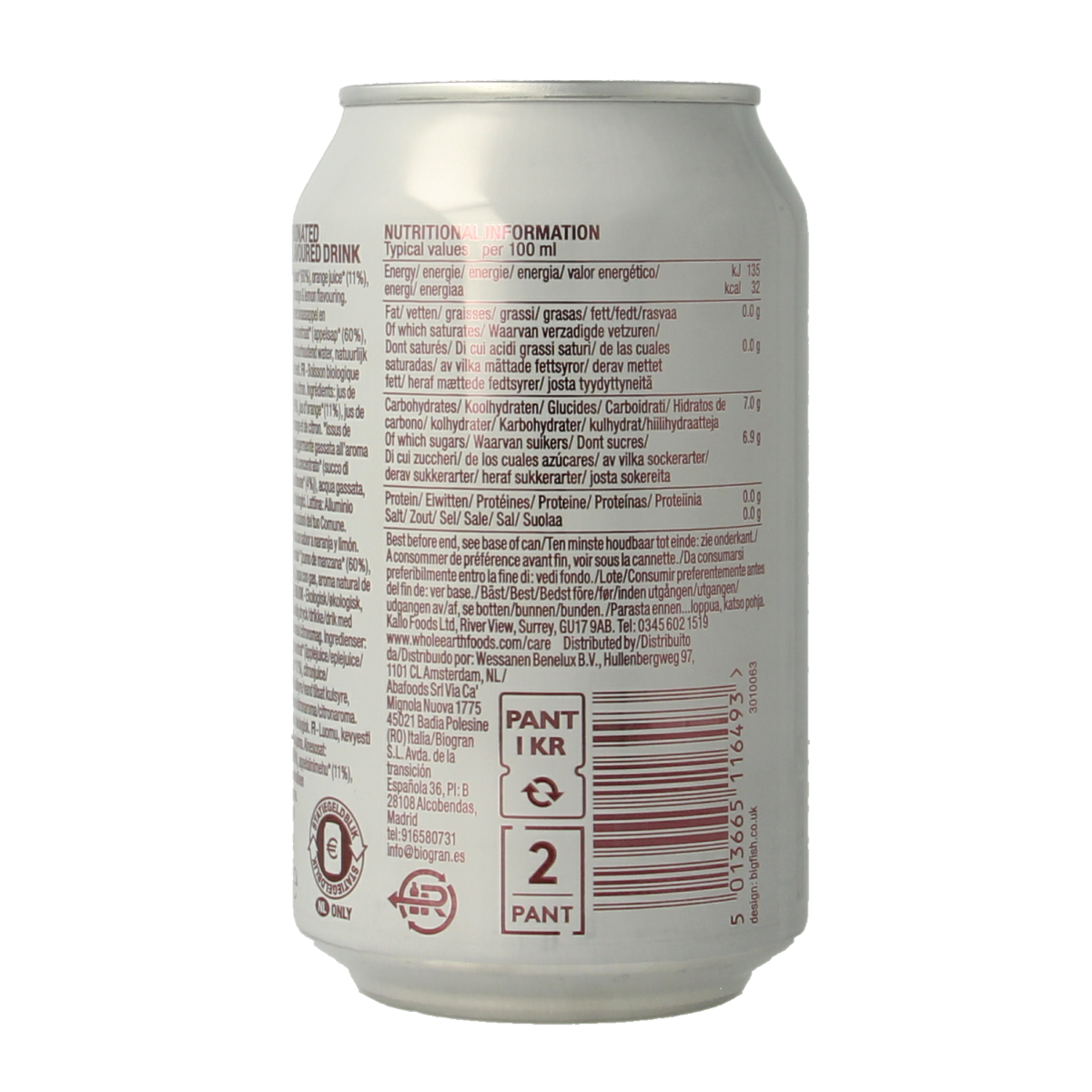 Whole Earth Sparkling orange & lemon bio 330.00 Milliliter