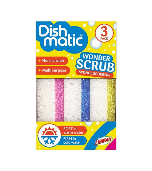 Dishmatic  Wonder scrub schuursponzen krasvrij 3-pack 1.00 Stuks