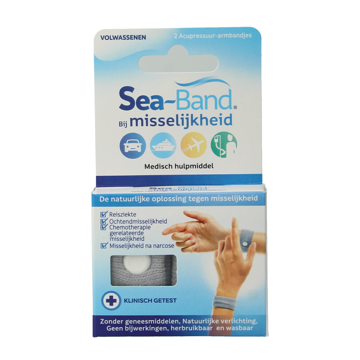 Sea Band Polsband volwassenen grijs 1.00 Paar
