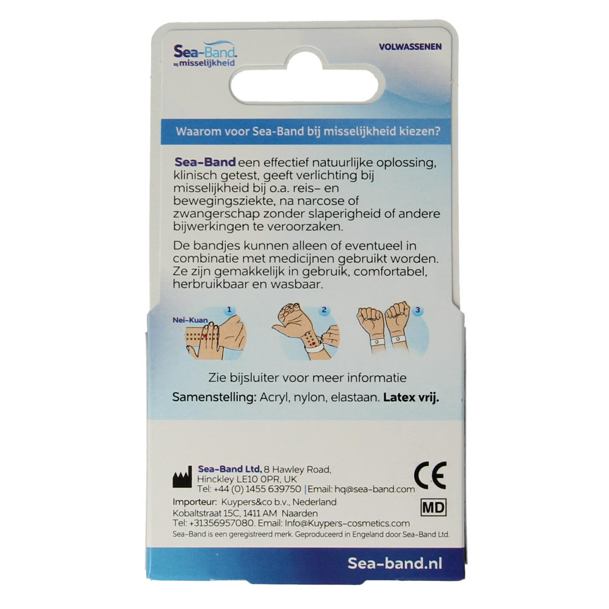 Sea Band Polsband volwassenen zwart 1.00 Paar