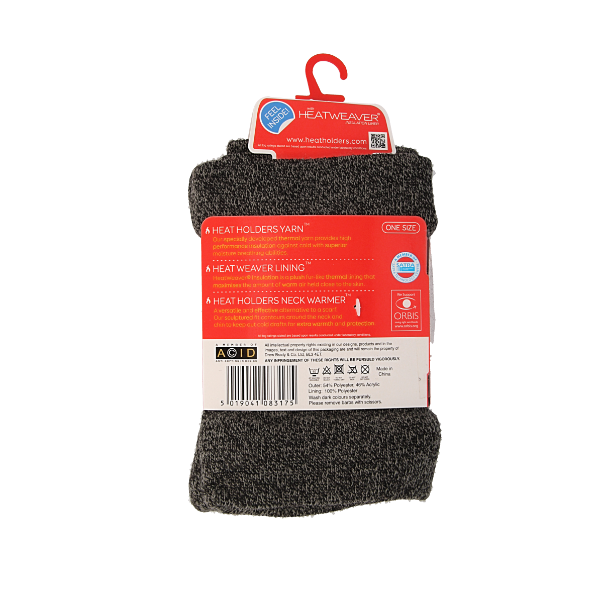 Heat Holders Mens neck warmer one size charcoal 1.00 Stuks