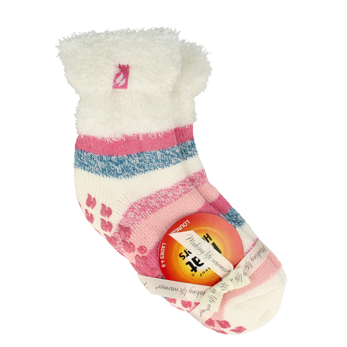 Heat Holders Ladies lounge socks 4-8 37-42 cream stripe 1.00 Paar