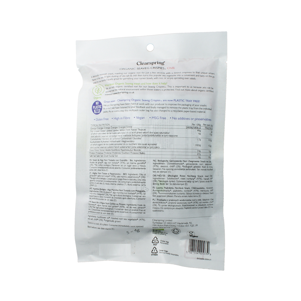 Clearspring Seaveg - crispies chilli multipack bio 20.00 Gram