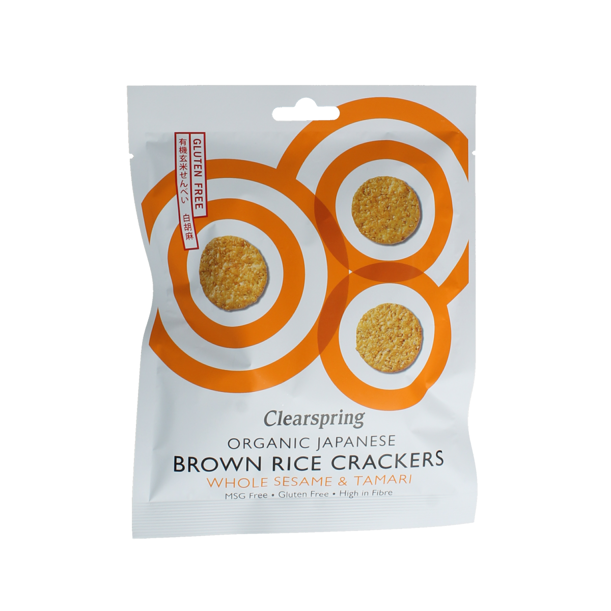 Clearspring Bruine rijstcracker met sesam & tamari bio 40.00 Gram