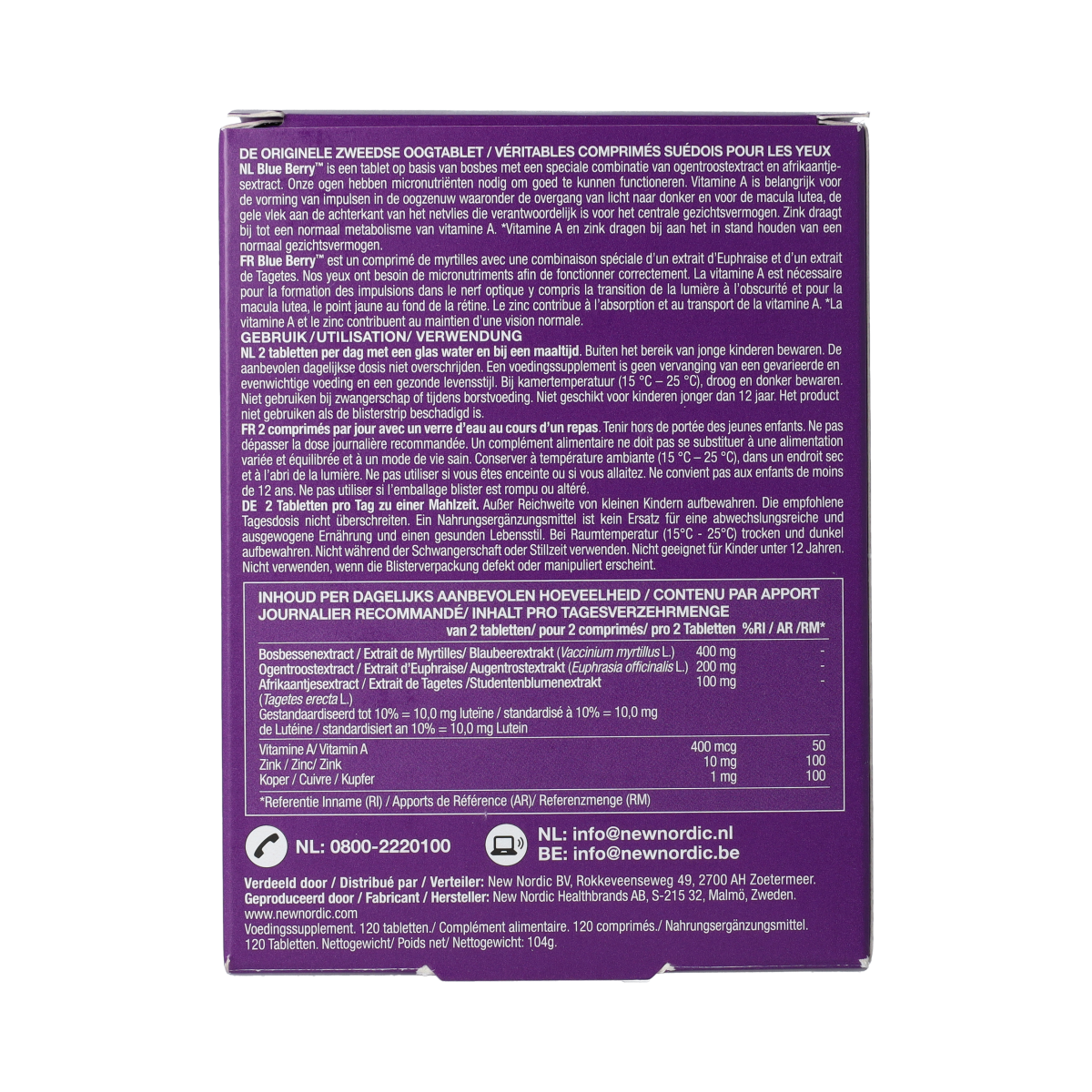 New Nordic Blue berry eyebright 120.00 Tabletten