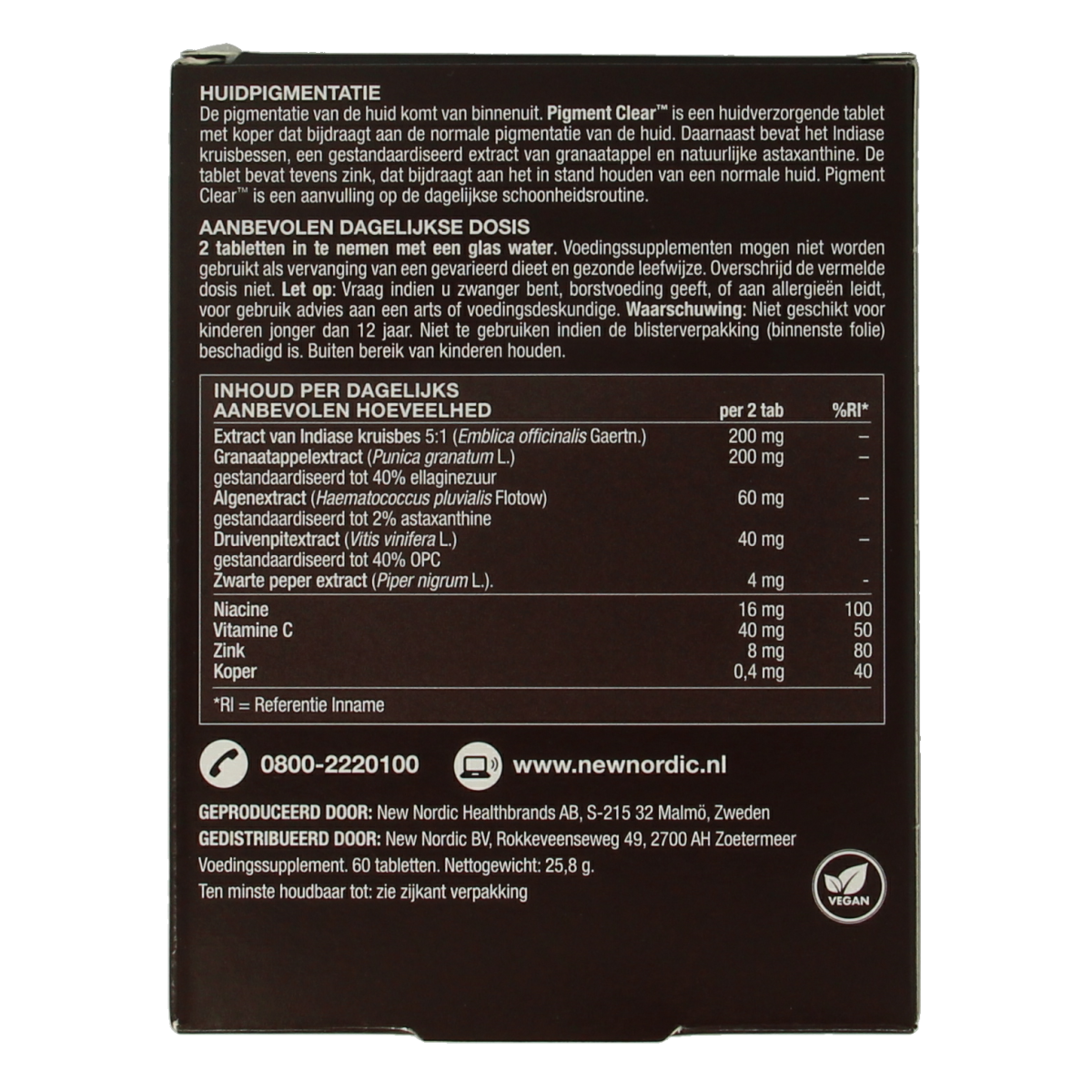 New Nordic Skin care pigment clear 60.00 Tabletten