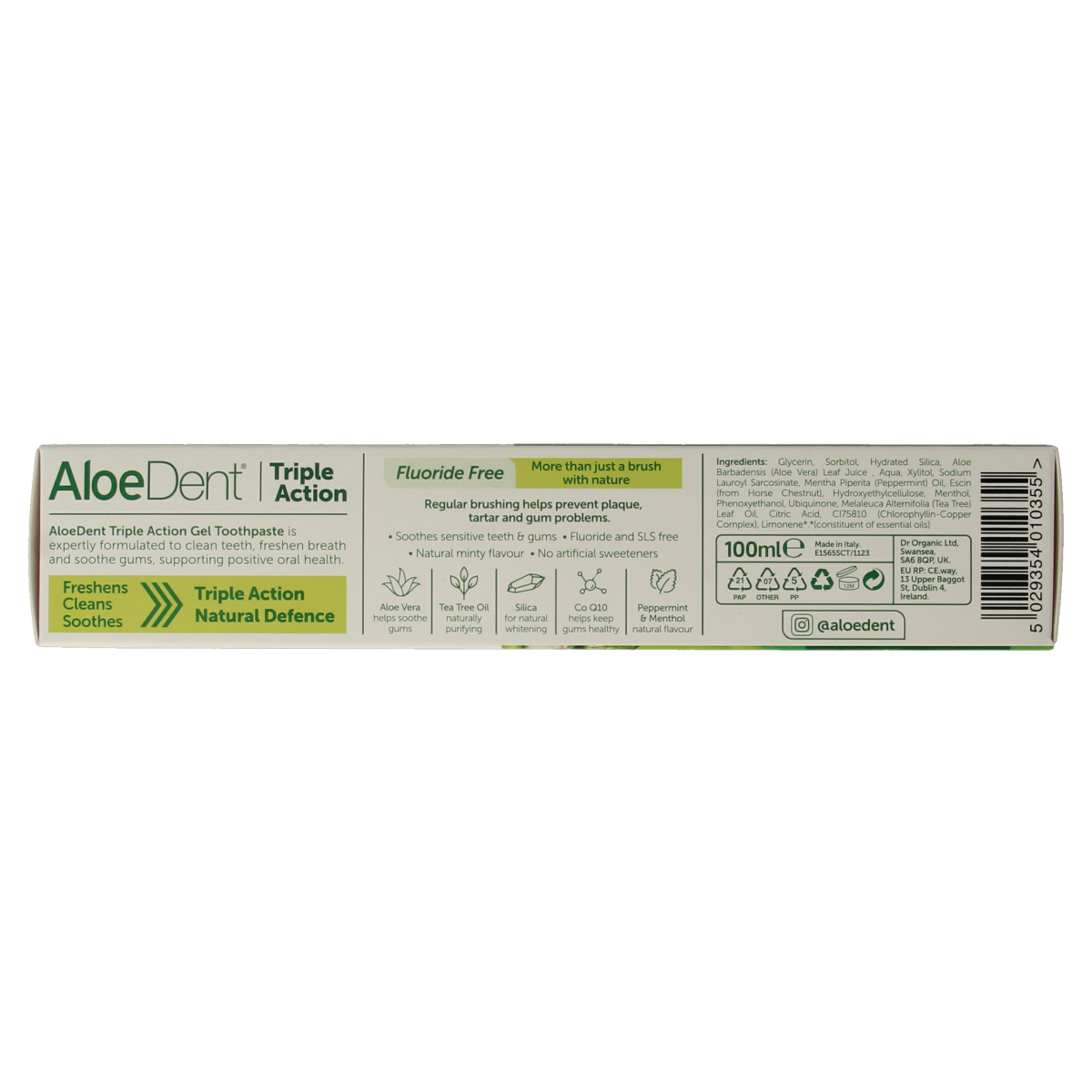 Optima Tandpasta aloe vera triple action fluor free 100.00 Milliliter