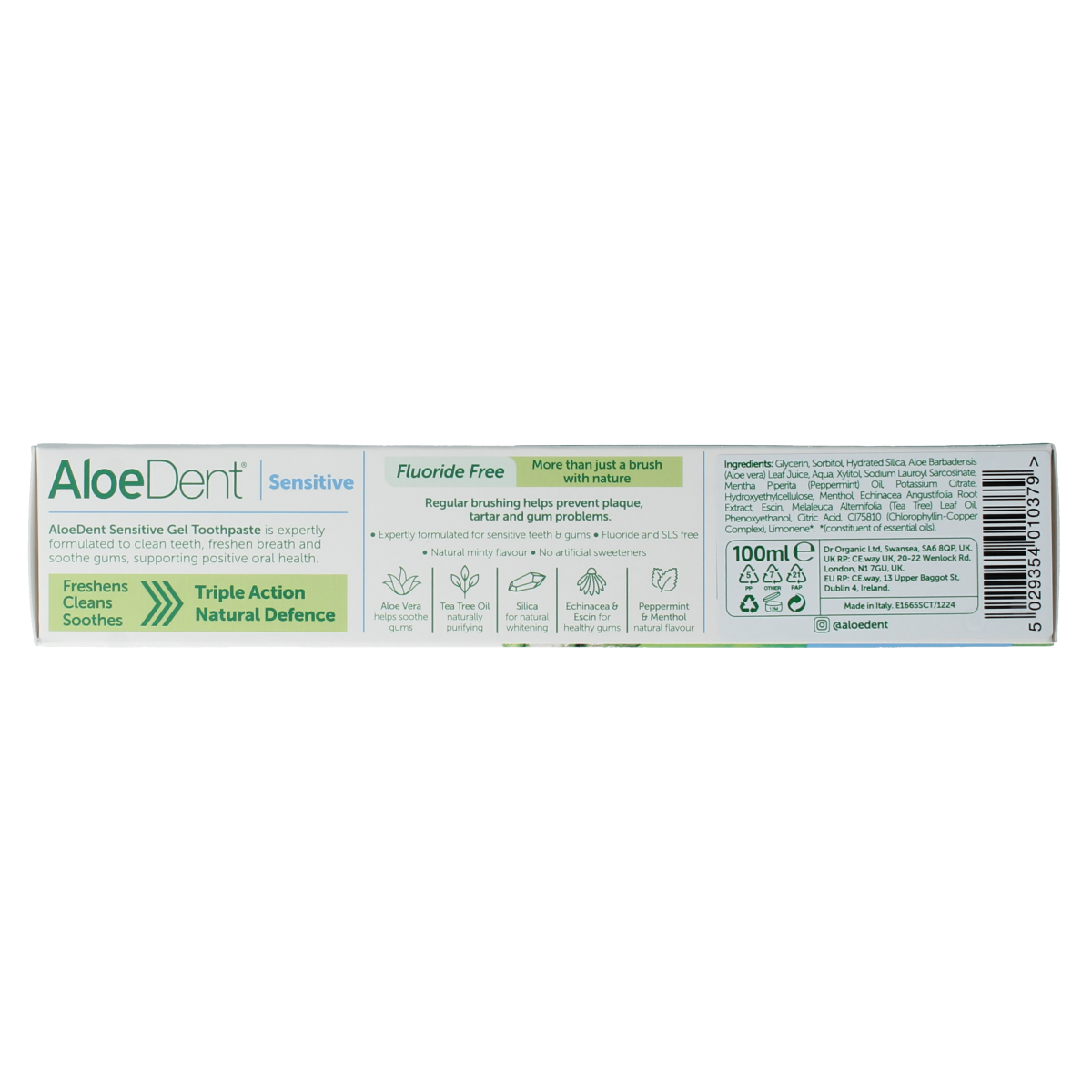 Aloe Dent Tandpasta aloe vera sensitive fluor free 100.00 Milliliter