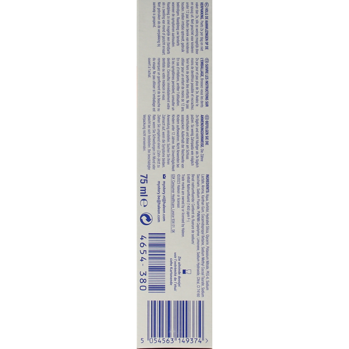 Sensodyne Tandpasta proglasur fresh mint 75.00 Milliliter