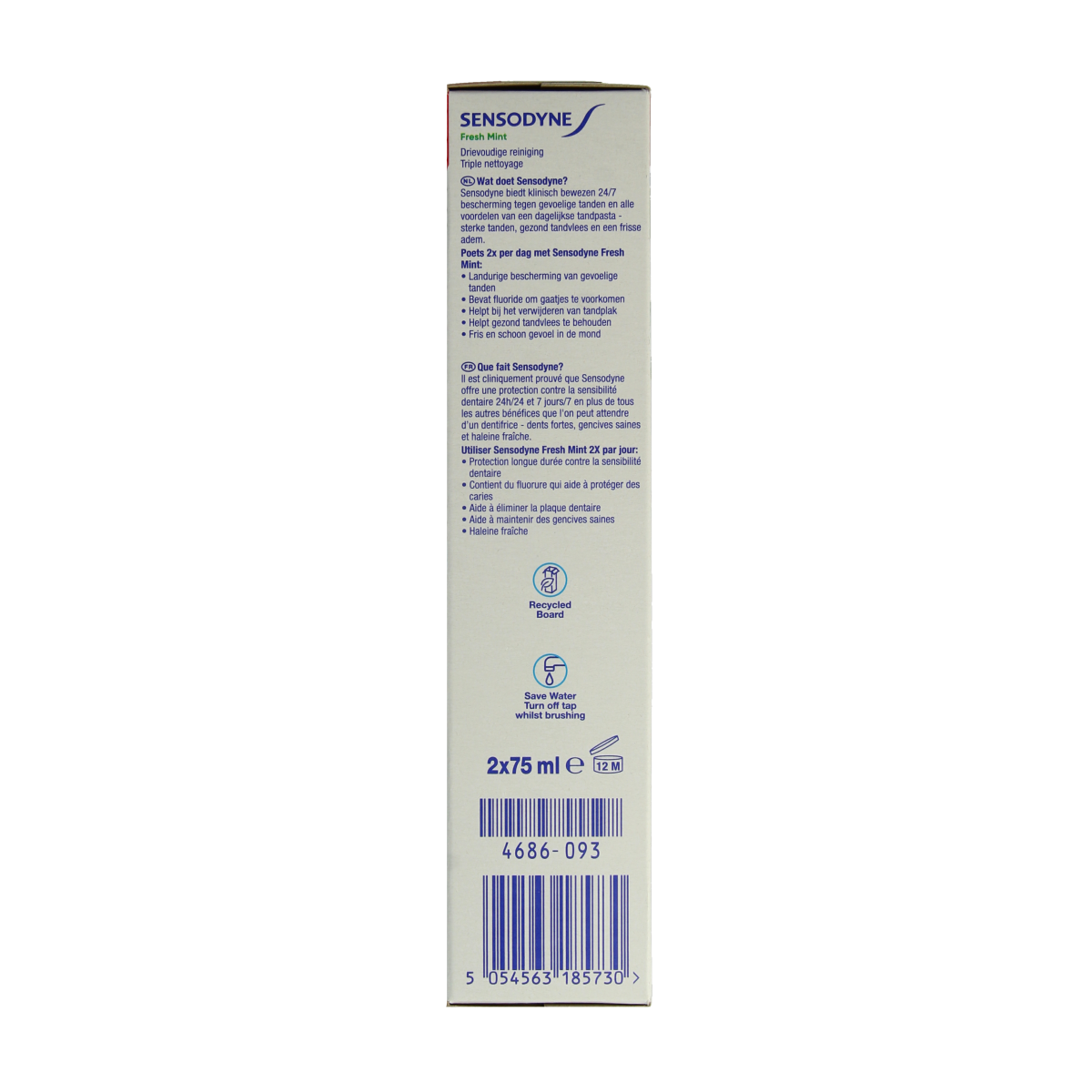 Sensodyne Tandpasta fresh mint 2 x 75ml 150.00 Milliliter
