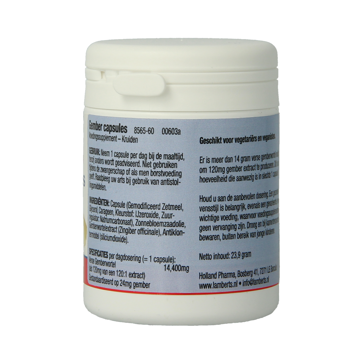 Lamberts Gember (ginger) 60.00 Vegetarische capsules