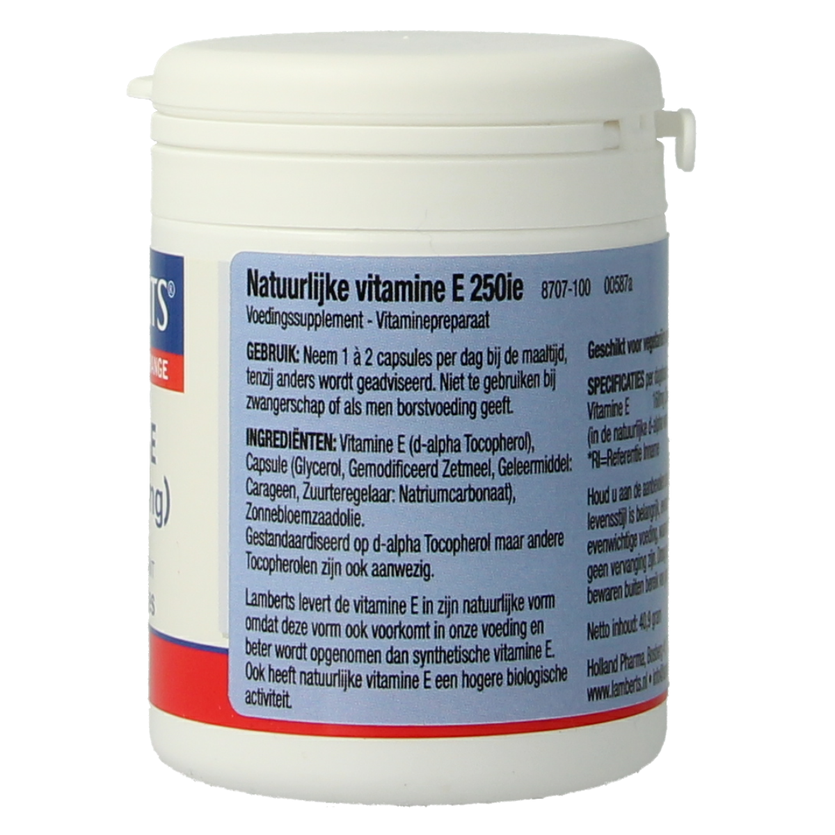 Lamberts Vitamine E 250IE natuurlijk 100.00 Vegetarische capsules