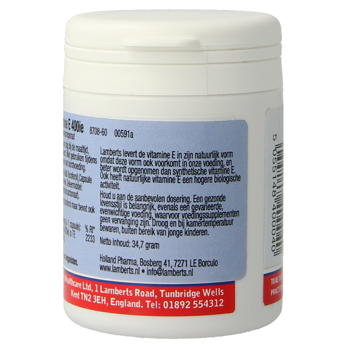 Lamberts Vitamine E 400IE natuurlijk 60.00 Vegetarische capsules