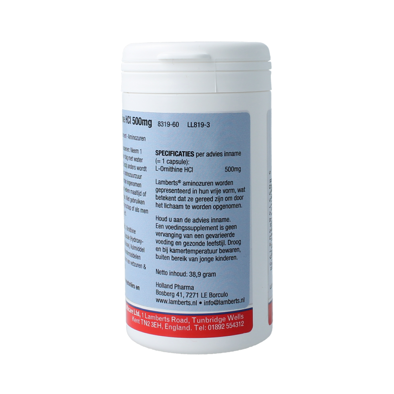 Lamberts L-Ornithine 500mg 60 Vegetarische capsules