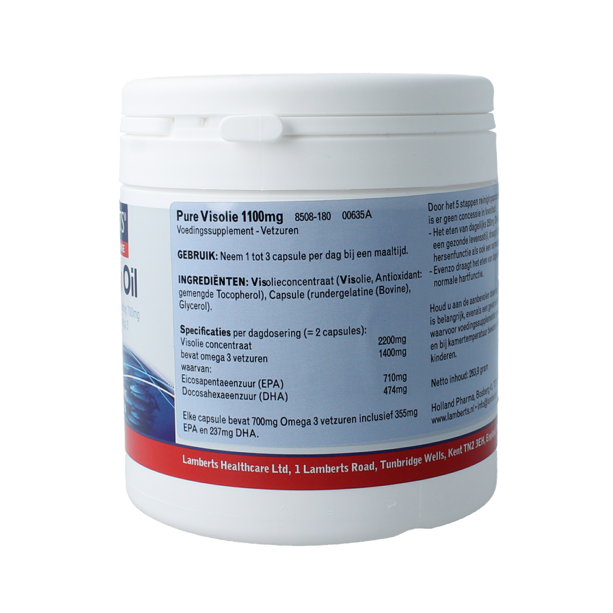 Lamberts Pure visolie 1100mg omega 3 180.00 Capsules