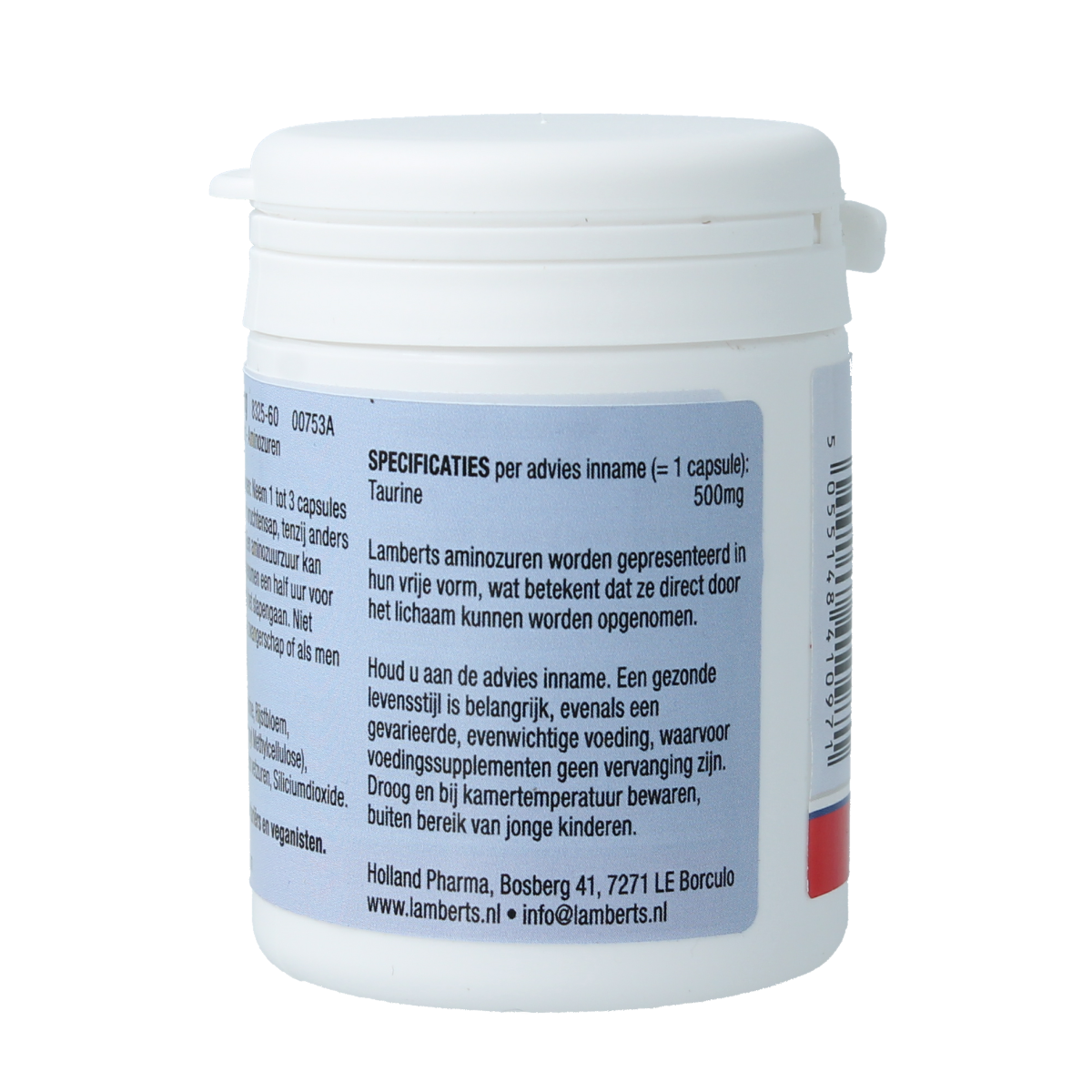 Lamberts Taurine 500mg 60.00 Vegetarische capsules