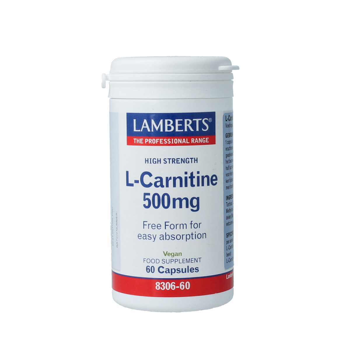 Lamberts L-Carnitine 500mg 60.00 Vegetarische capsules