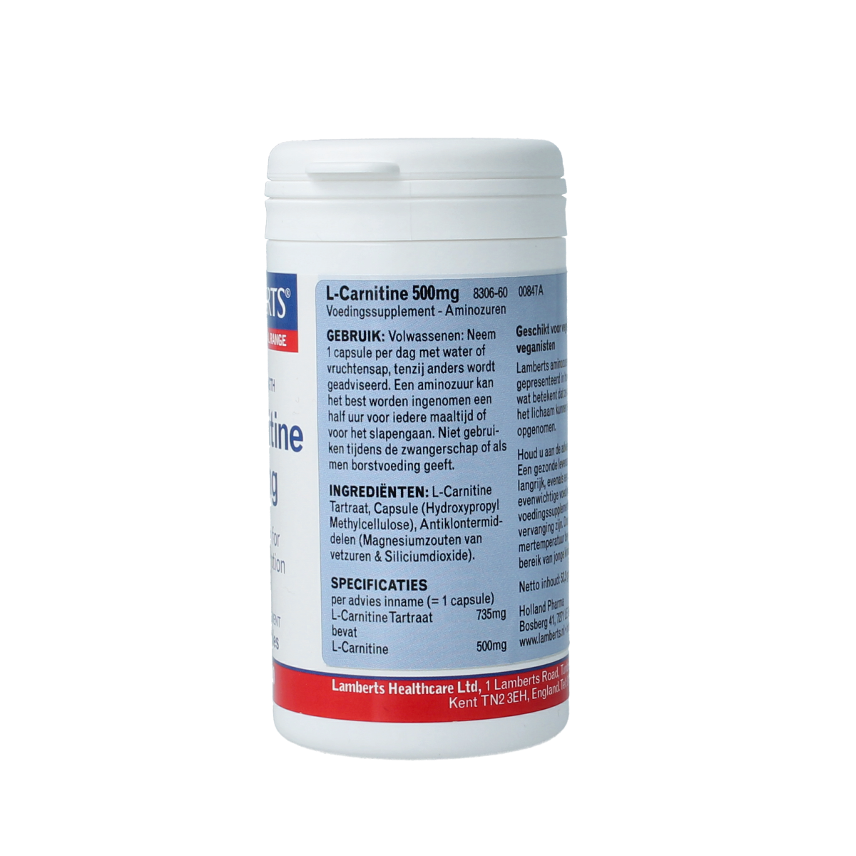 Lamberts L-Carnitine 500mg 60.00 Vegetarische capsules