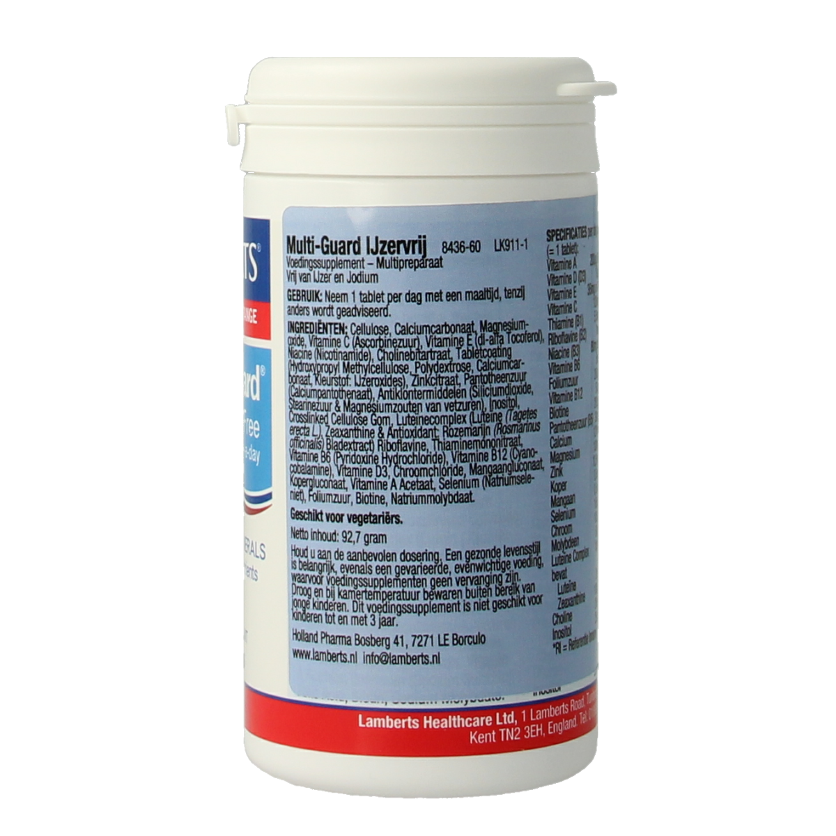 Lamberts Multi-Guard ijzervrij 60.00 Tabletten