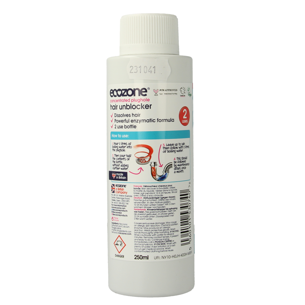 EcoZone Haaroplosser badkamerafvoer 250.00 Milliliter
