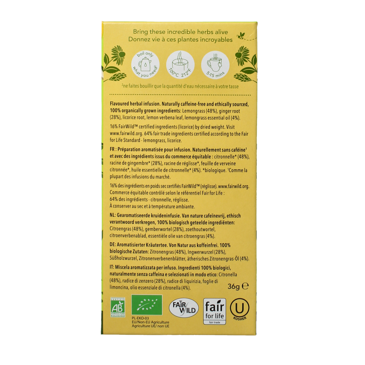 Pukka Lemongrass & ginger thee bio 20.00 Zakjes
