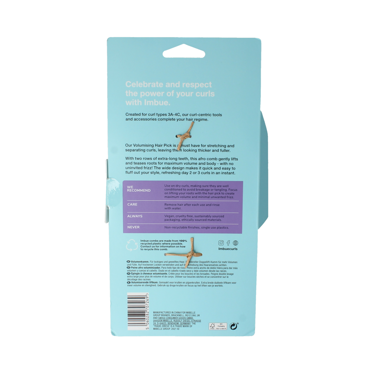 Imbue Volumising hair pick 1.00 Stuks