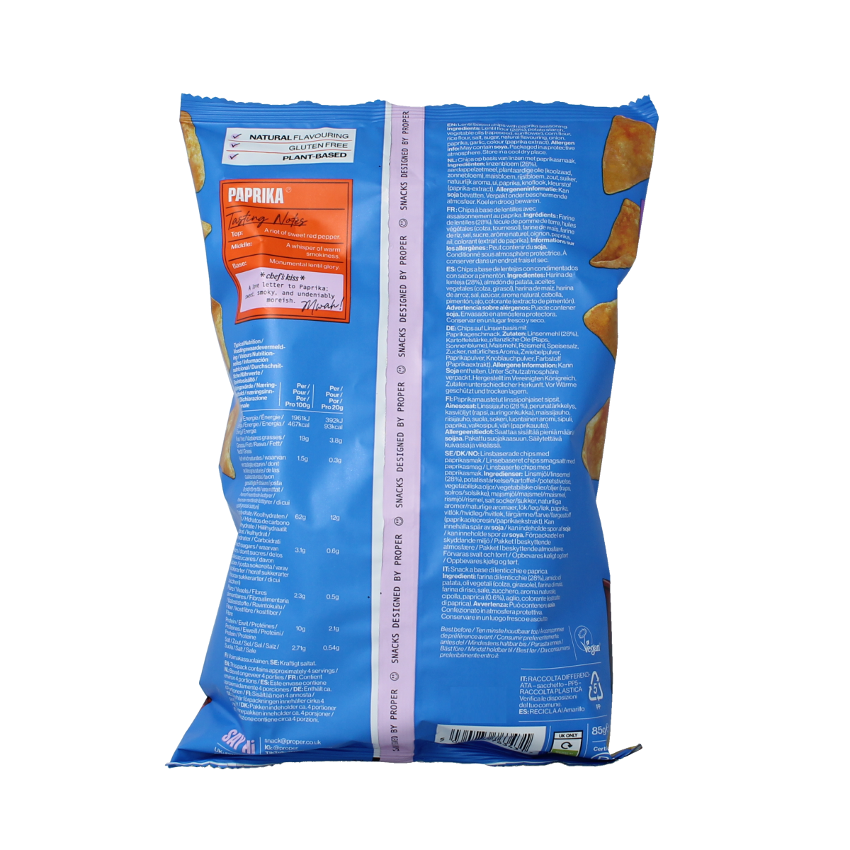 Proper Chips Chips paprika glutenvrij 85.00 Gram