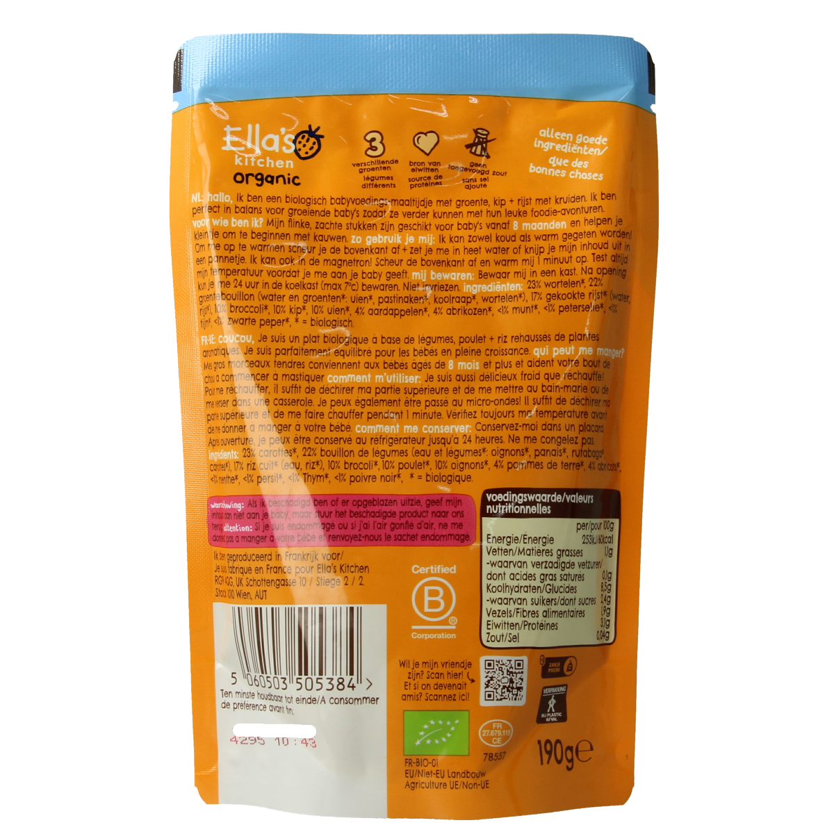 Ella's Kitchen Kiplekkere ovenschotel met tijm 8+ maanden bio 190.00 Gram