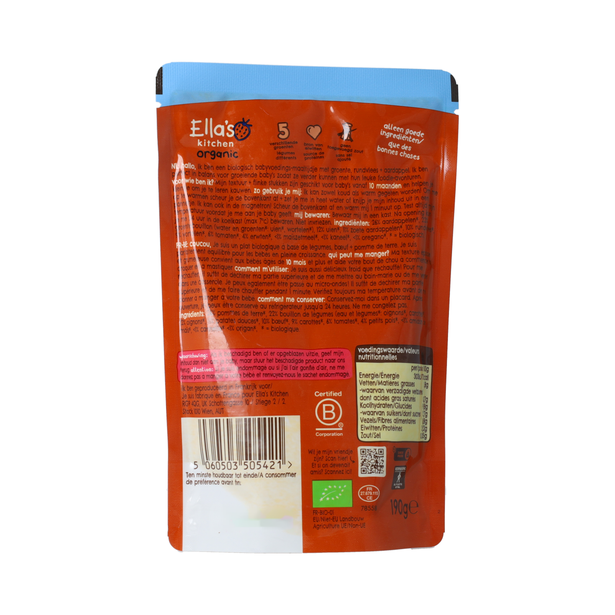 Ella's Kitchen Ovenschotel met rundvlees en kaneel 10+ mnd bio 190.00 Gram