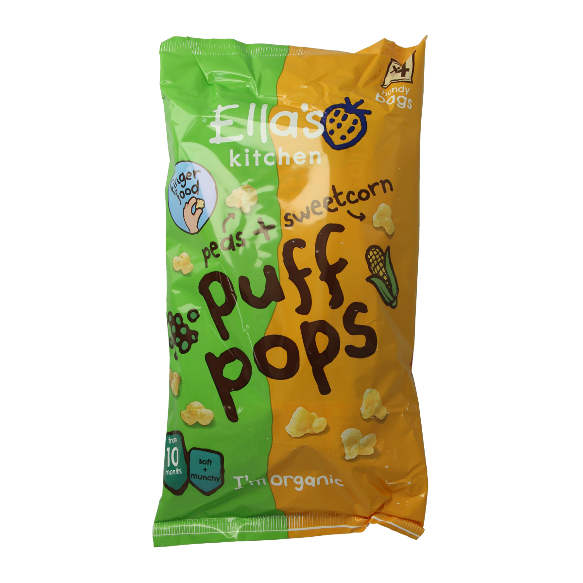 Ella's Kitchen Puff pops peas & sweetcorn 10+ maanden bio 36.00 Gram