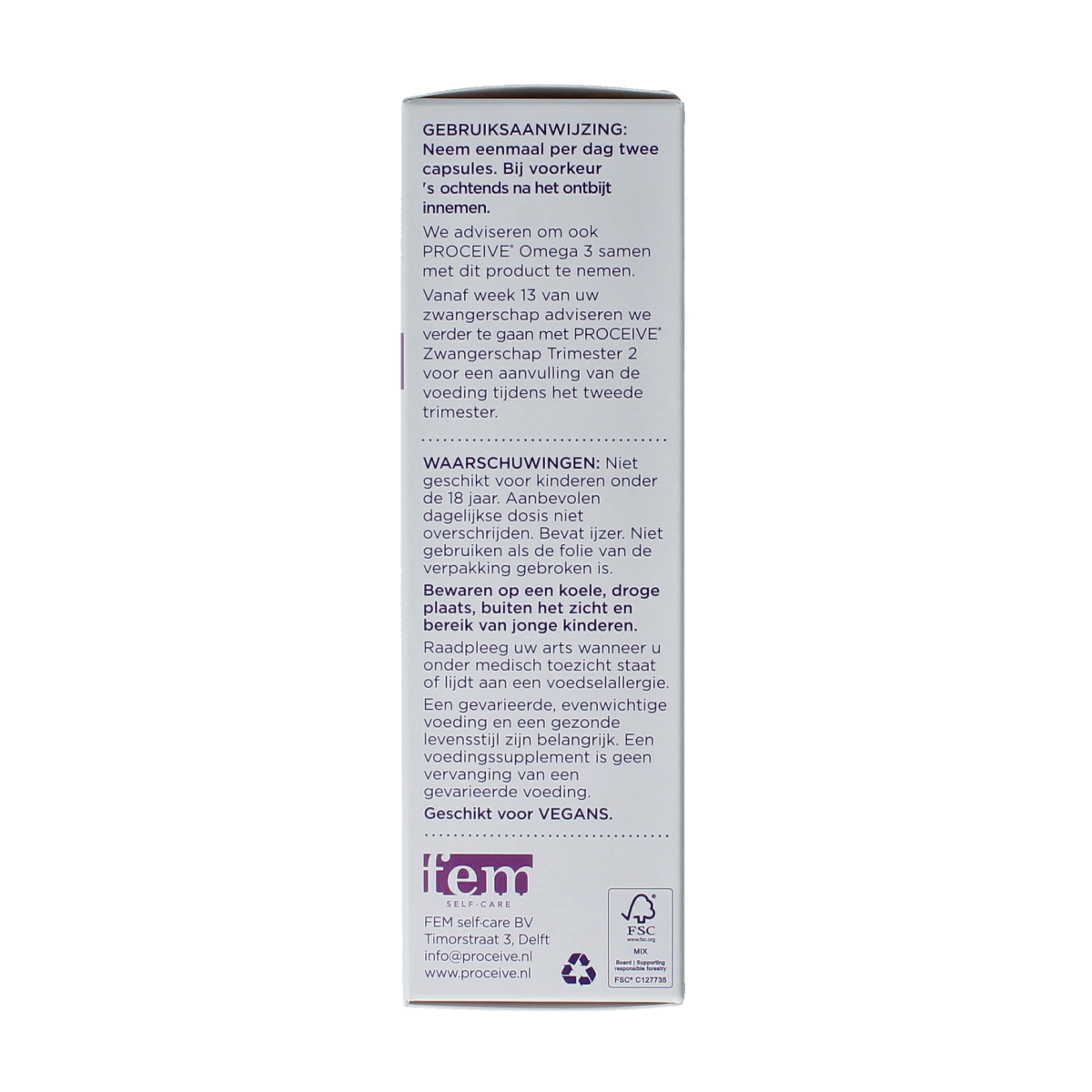 Proceive Kinderwens trimester 1 60.00 Capsules