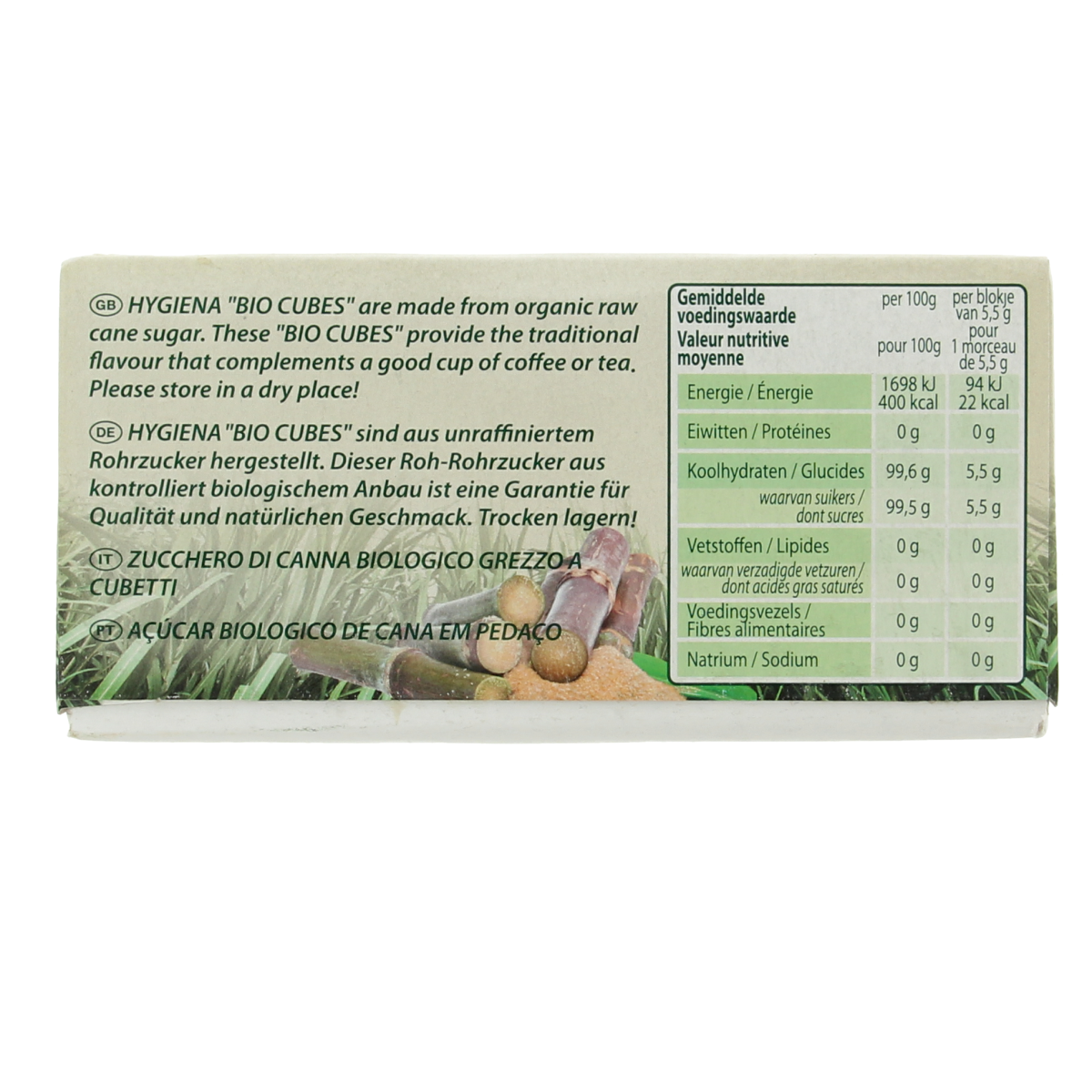 Hygiena Cubes rietsuikerklontjes bio 500.00 Gram