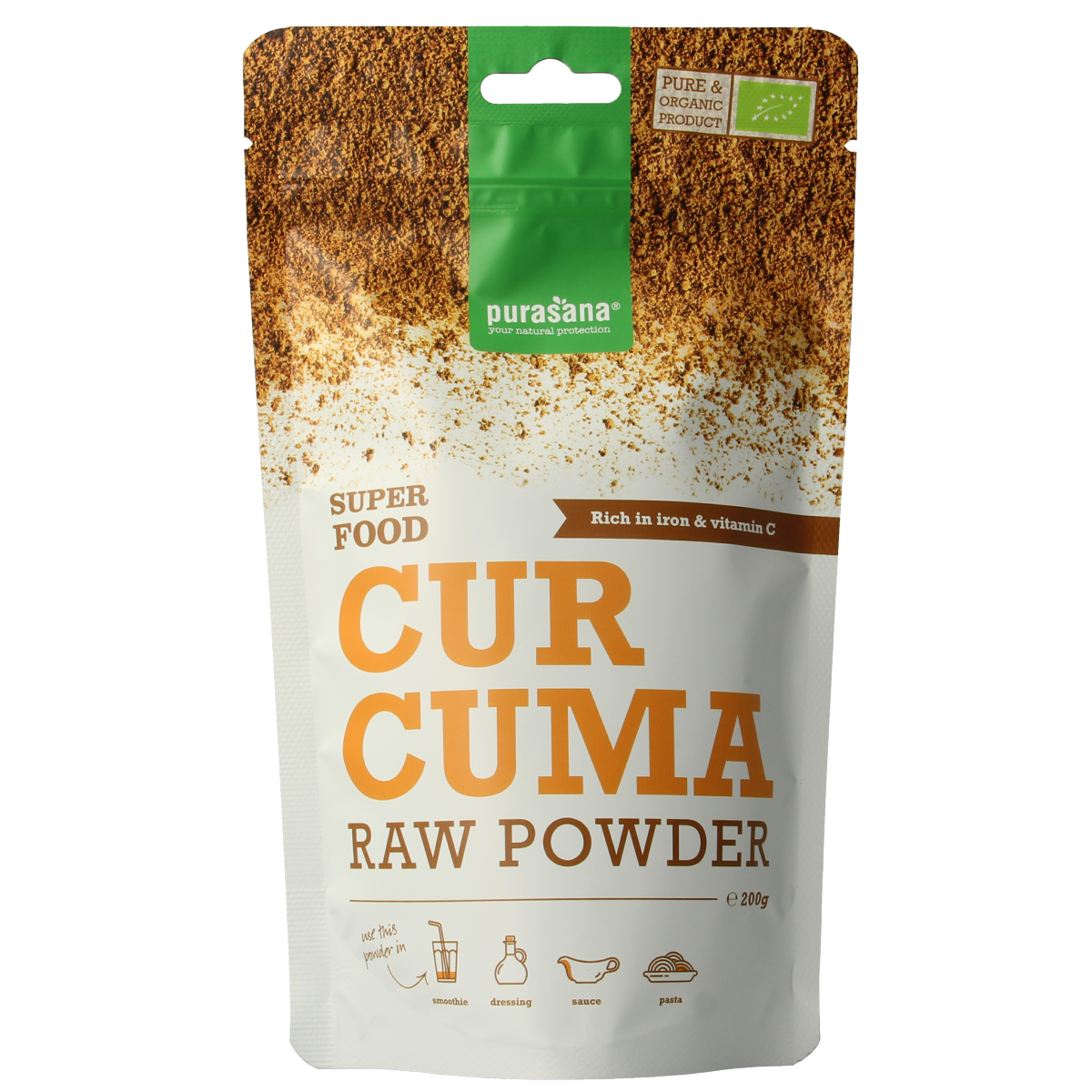 Purasana Curcuma poeder vegan bio 200.00 Gram