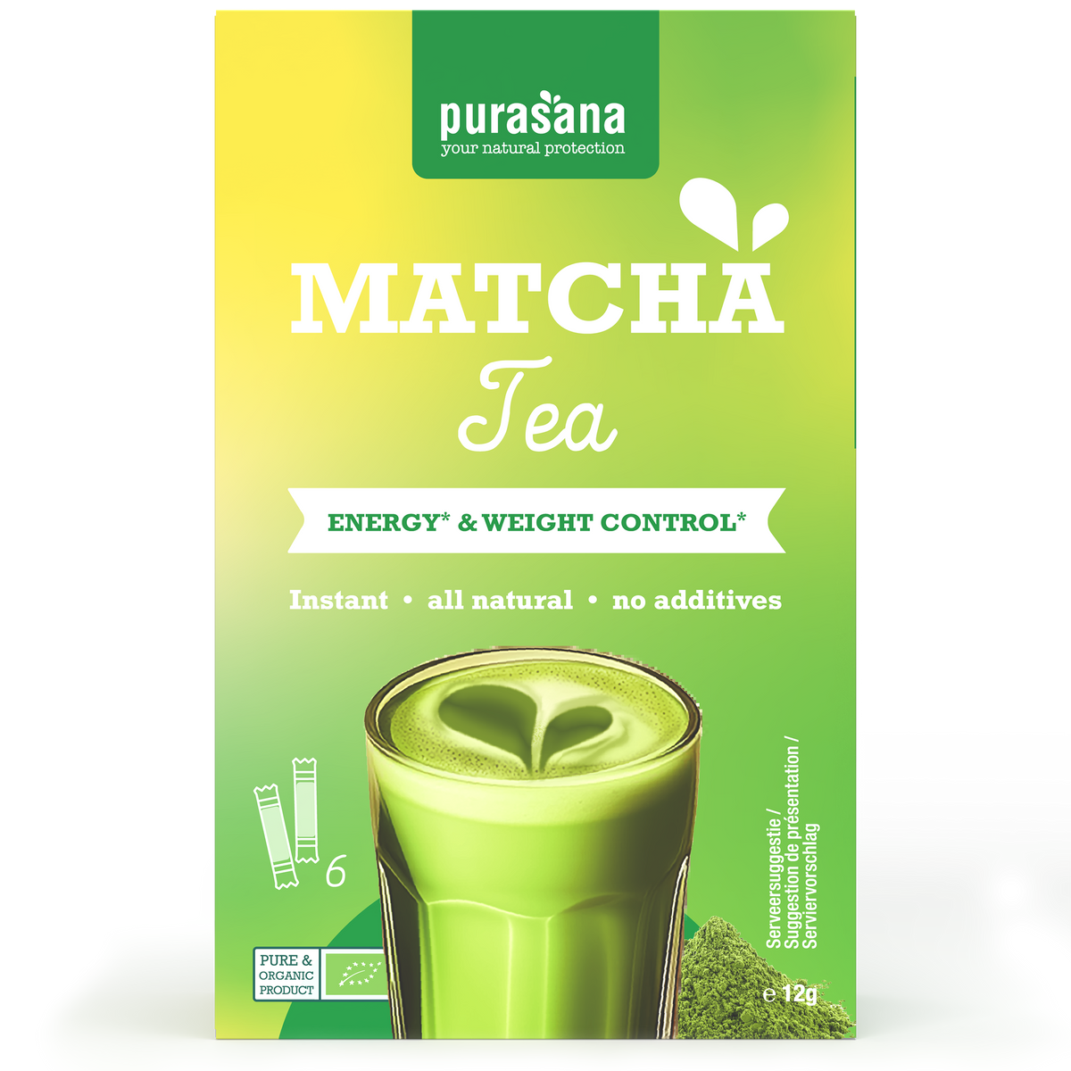 Purasana Instant matcha groene thee bio 12.00 Gram