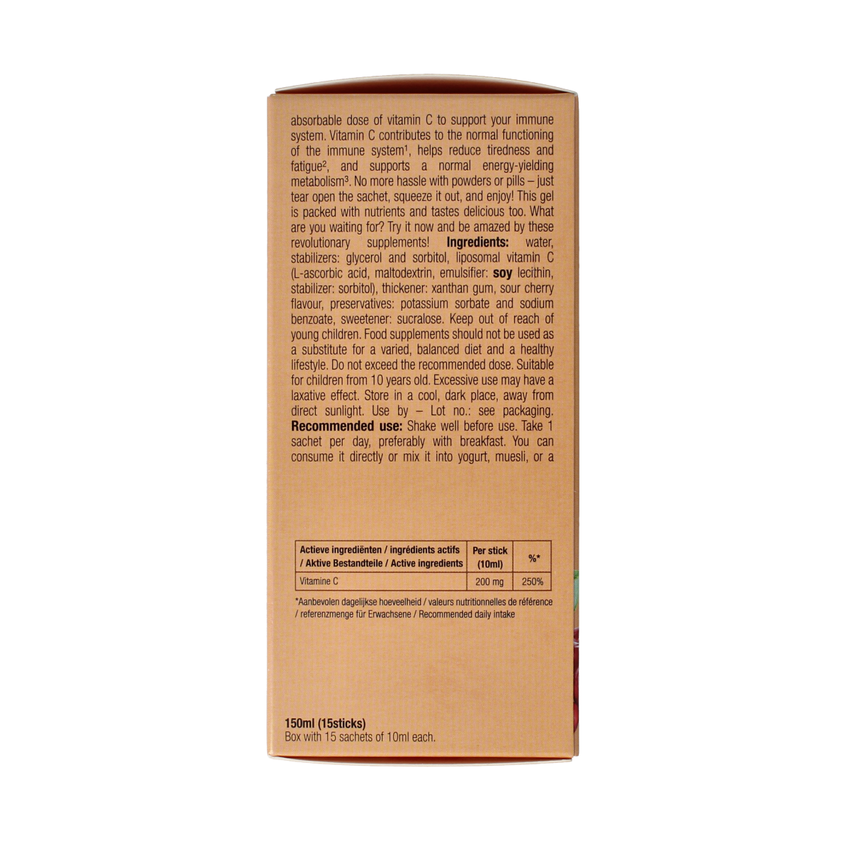 Purasana Vitamin C liquid gelstick 10ml 15.00 Stuks