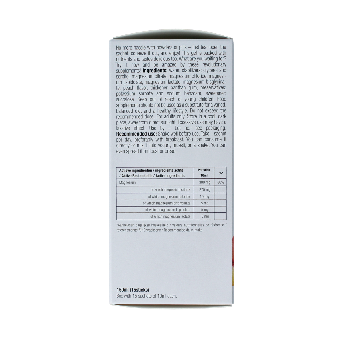 Purasana Magnesium liquid gelstick 10ml 15.00 Stuks