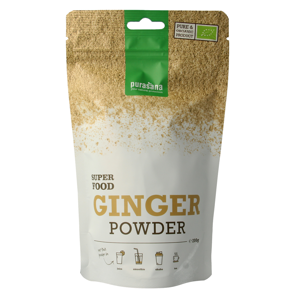 Purasana Gember poeder vegan bio 200.00 Gram