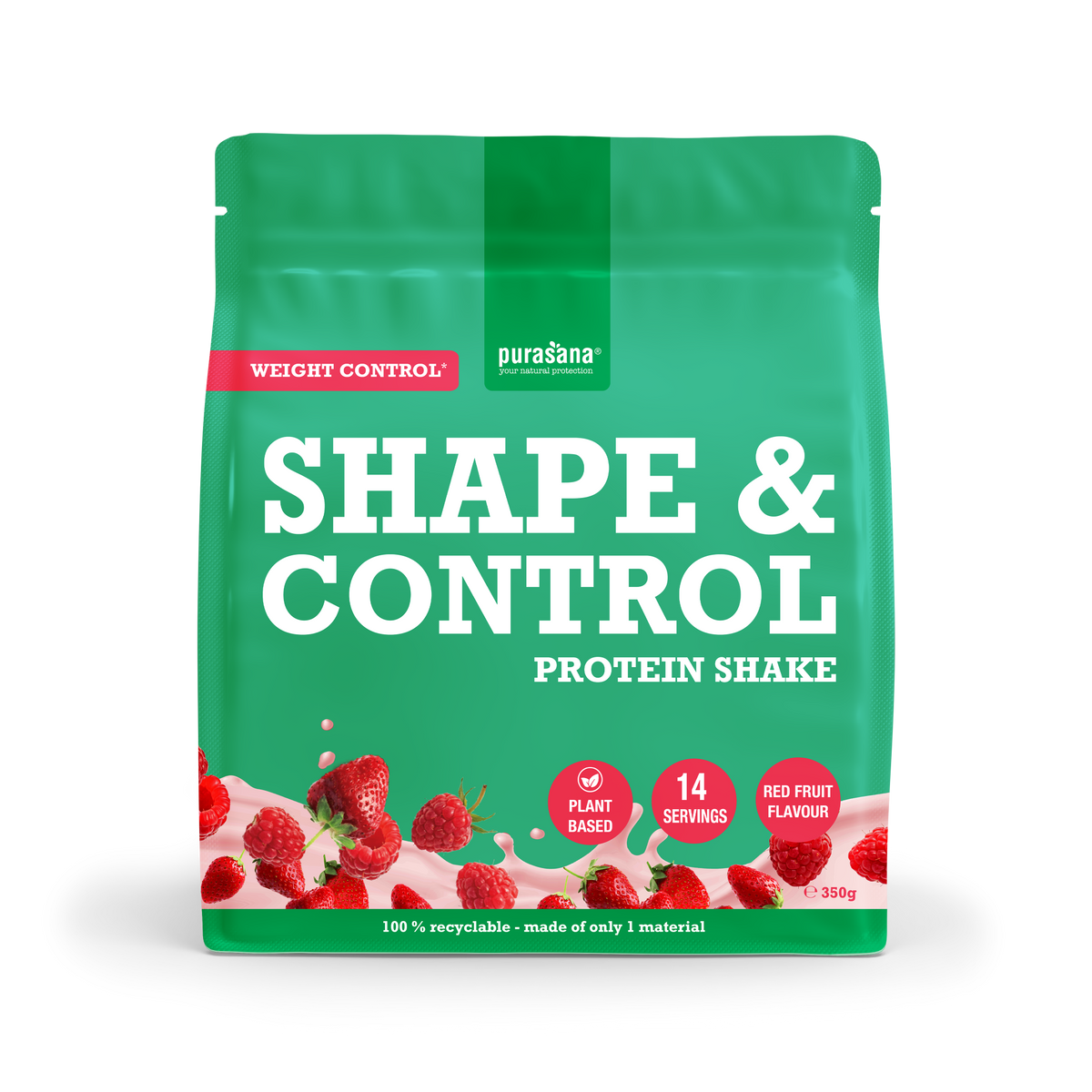 Purasana Shape & control plant protein rode vruchten 350.00 Gram