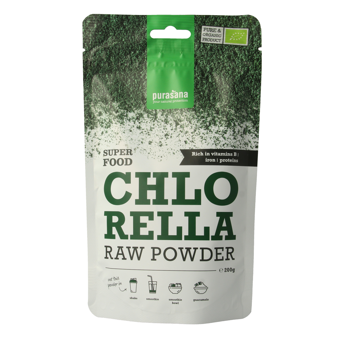 Purasana Chlorella poeder vegan bio 200.00 Gram