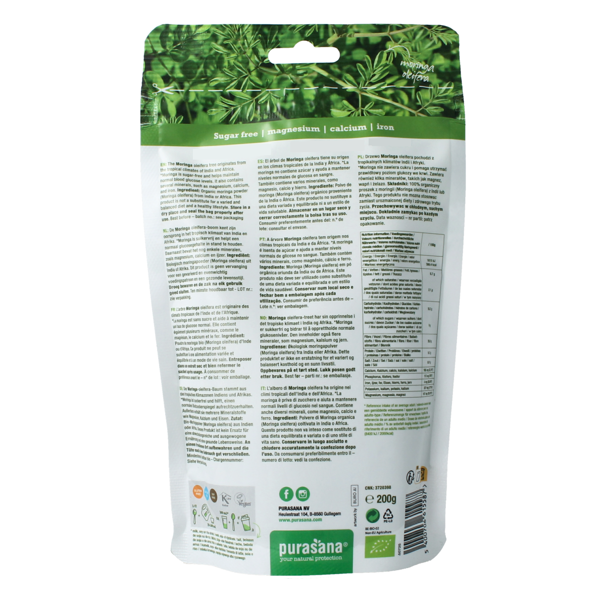 Purasana Moringa poeder vegan bio 200.00 Gram