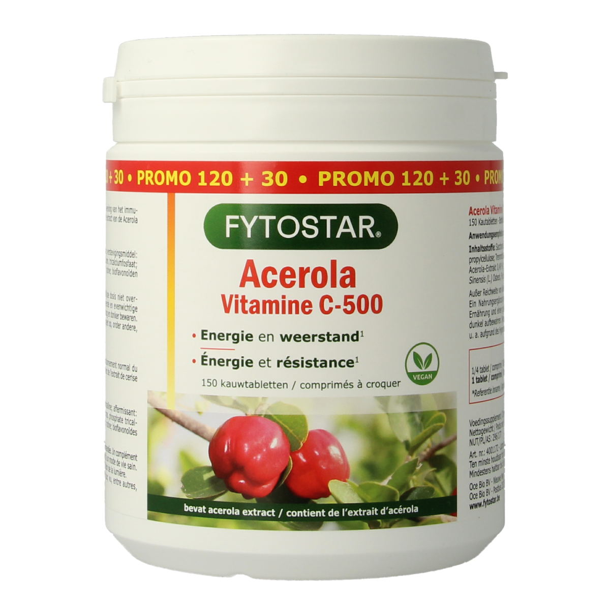 Fytostar Acerola vitamine C 500 kauwtablet 150.00 Kauwtabletten